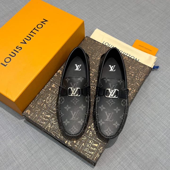 Louis Vuitton Men's Monogram Driving Shoes in Black