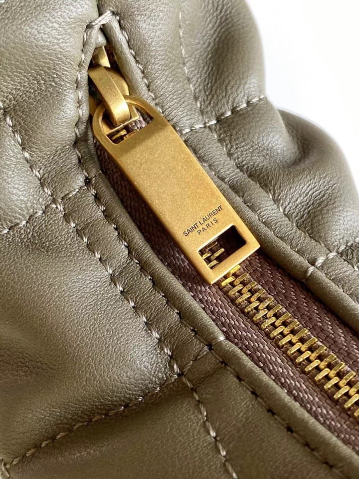 Saint Laurent ICARE Baby Lambskin Crescent Bag in Dark Brown Quilted