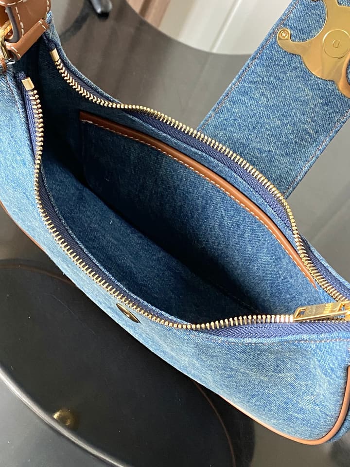 Celine Ava Triomphe Denim Crescent Bag – 25SS