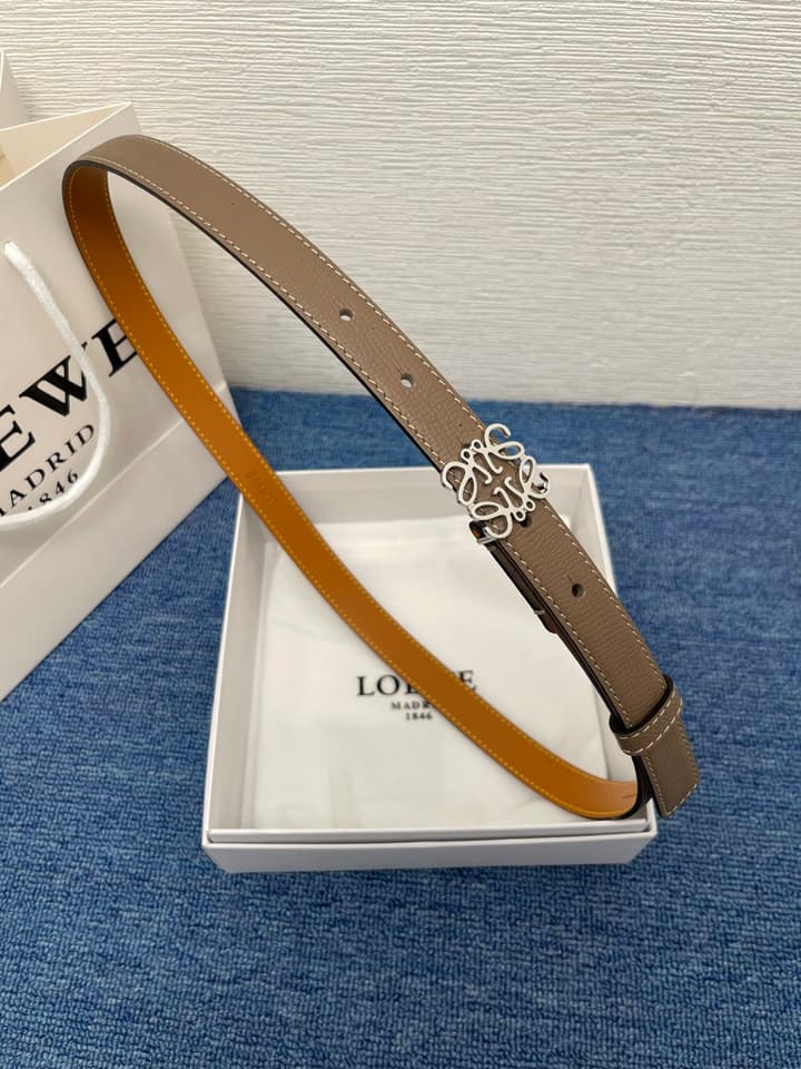 Loewe Calfskin Leather Belt in Black With Gold Buckle