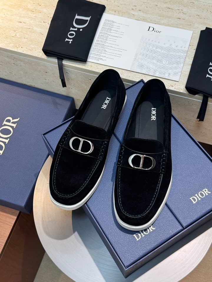Dior Granville Men's Lace-Up Casual Shoes in Dark Blue Suede