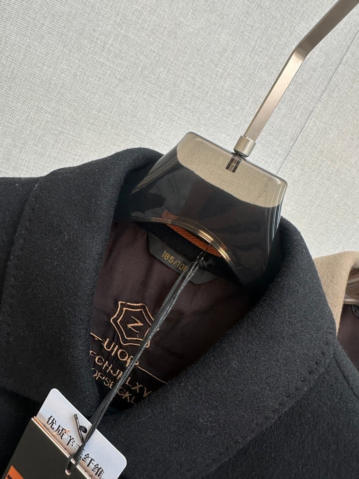 Zegna Italian Luxury Wool Coat in Camel Beige