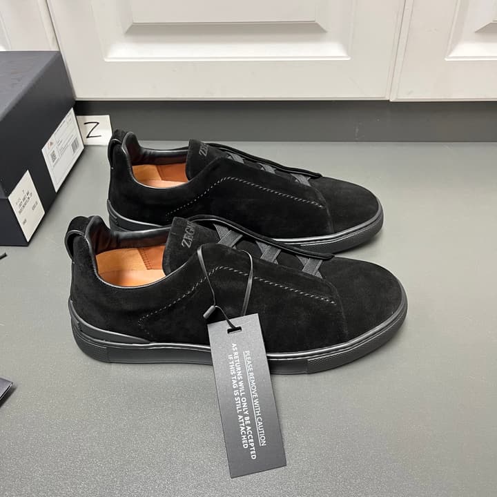 Zegna Triple Stitch Suede Low-Top Sneakers