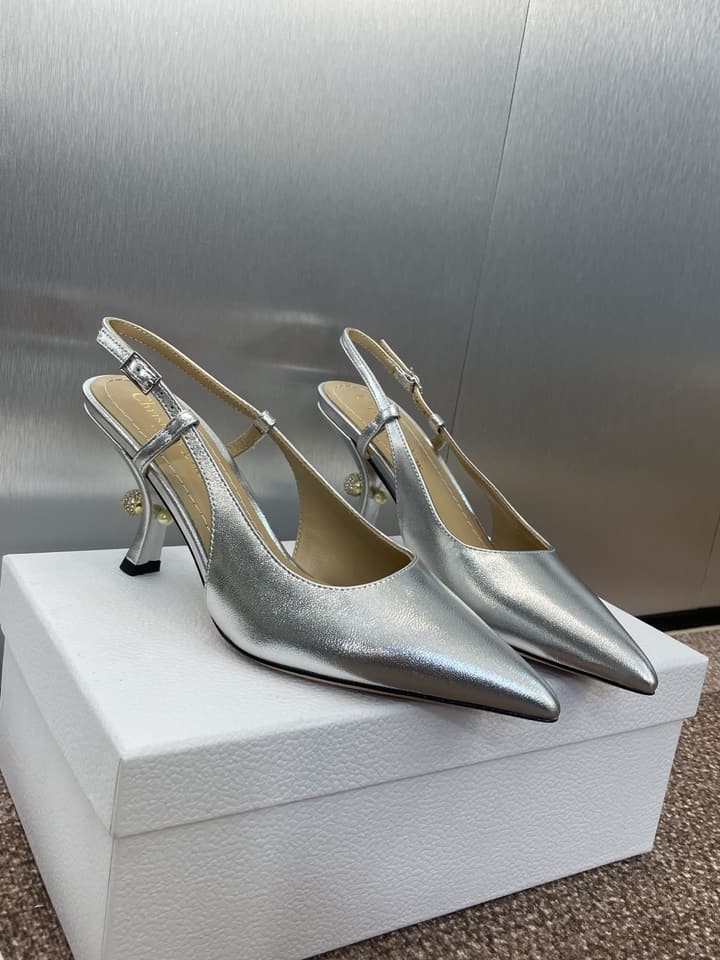 Dior Tribales Pearl Logo Heeled Mules – 2025 Spring/Summer Collection in Gold