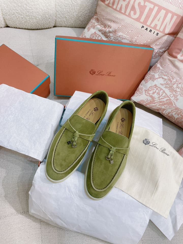 Loro Piana Glossy Cashmere Loafers in Blush Pink Suede
