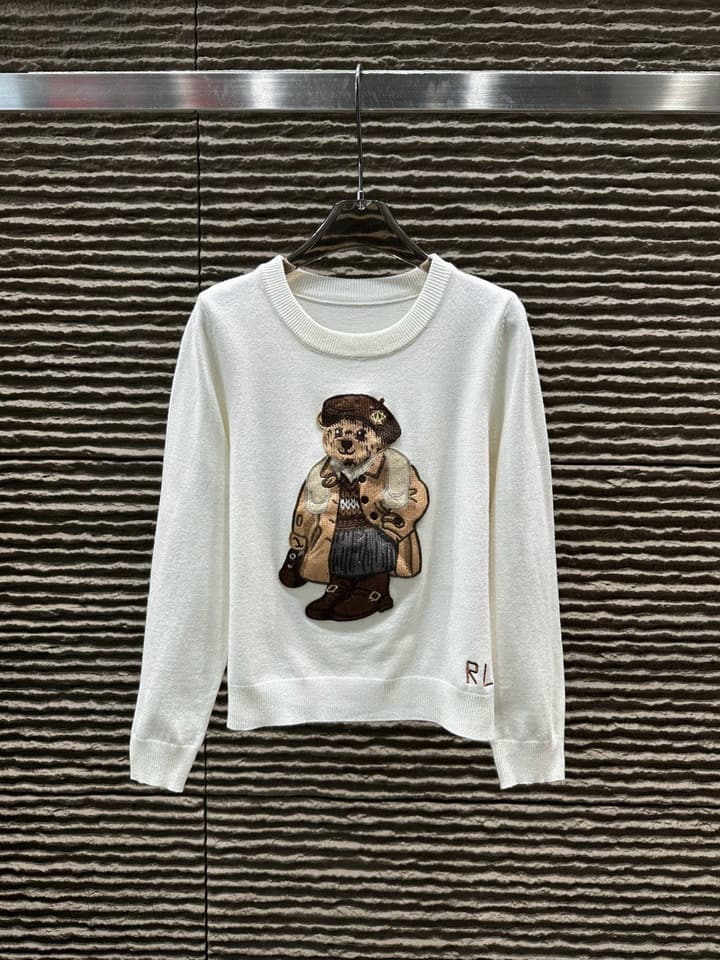 Ralph Lauren RL Bear Heavy Embroidery Knit Sweater in Classic Black