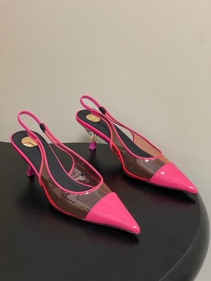 Saint Laurent Pointed PVC Slingback Sandals – 26SS in Beige