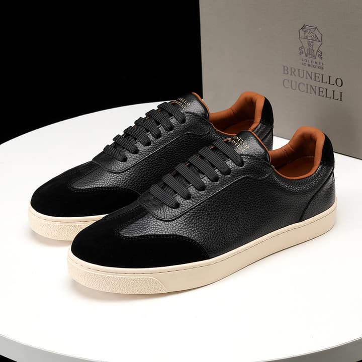 Brunello Cucinelli Men's Colorblock Driving Shoes – New Collection in Black Leather And Suede
