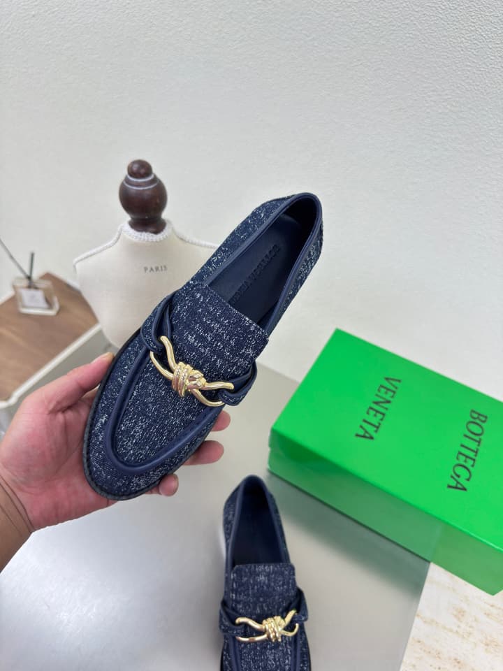 Bottega Veneta Astaire Washed Denim Loafers in Blue Washed Denim