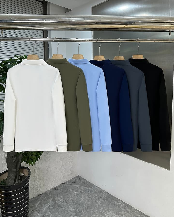 Moncler Classic Embroidered Long Sleeve Polo Shirt – 2025 Fall Collection in Black