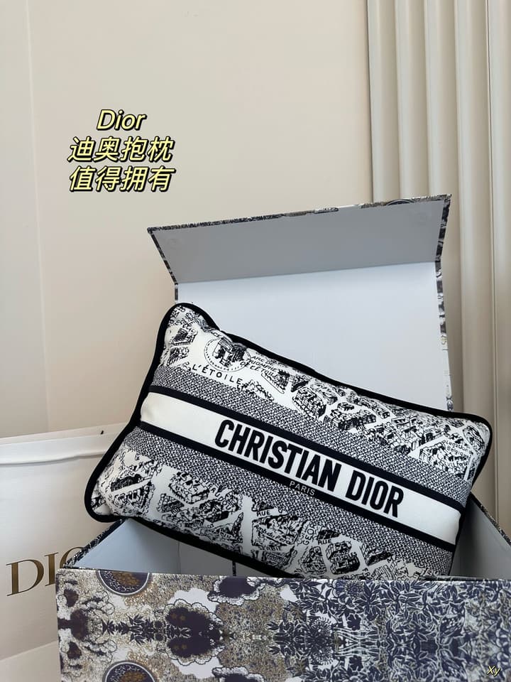 Dior Limited Edition Home Pillow – XYBH in Black Grey Toile