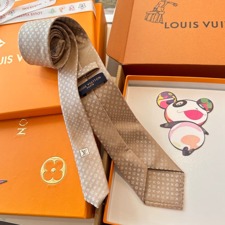 Louis Vuitton Damier Silk Tie in Charcoal Grey