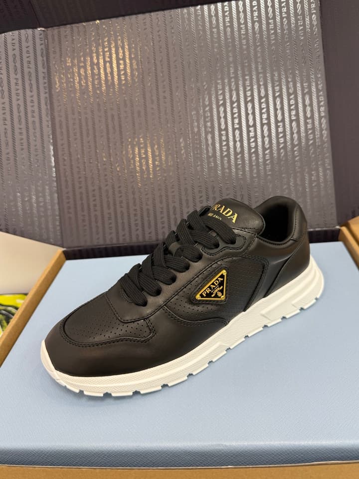 Prada Triangle Logo Sporty Sneakers – 2025 Early Autumn Collection in Black