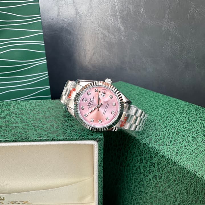 Rolex Datejust 28mm Ladies Pink Dial Diamond Watch