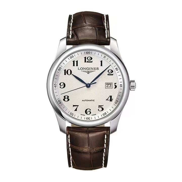 Longines Master Collection Automatic Watch in White Dial Dark Brown Leather Strap