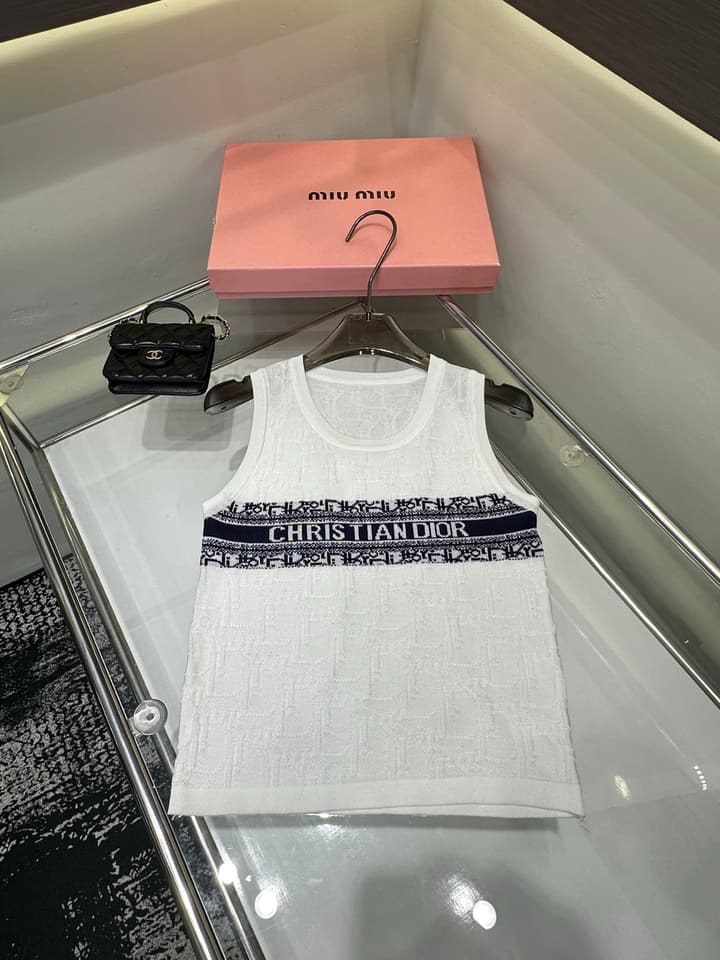 Dior Monogram Jacquard Knit Vest in Blue