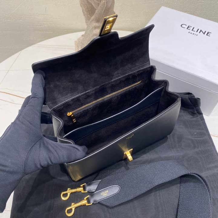 Celine Teen 16 Crossbody Bag in Black Leather
