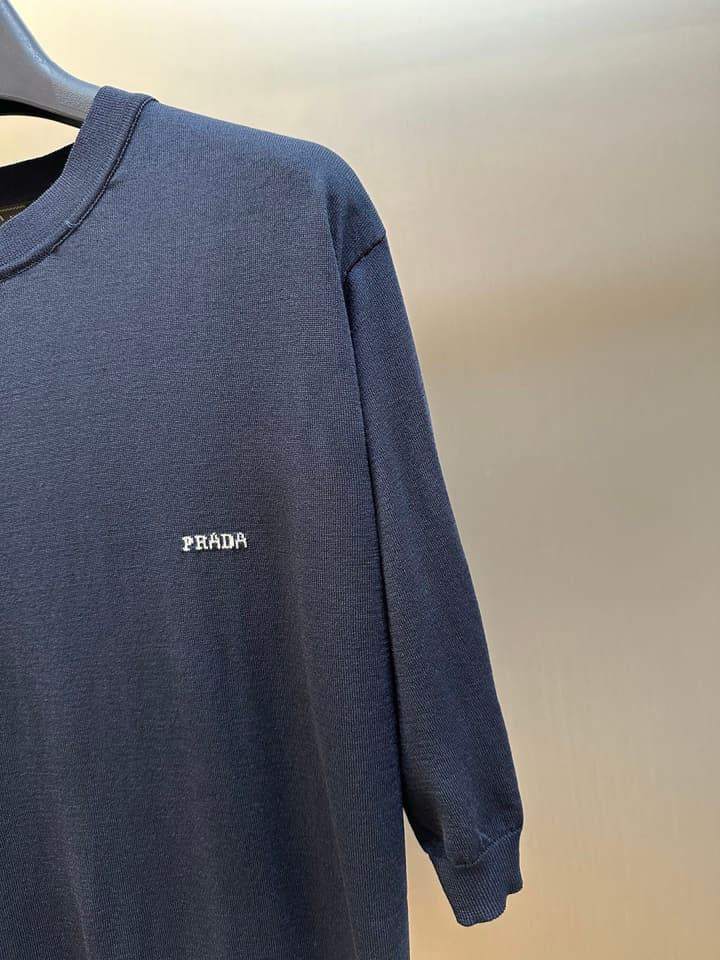 Prada Jacquard Short-Sleeve Sweater