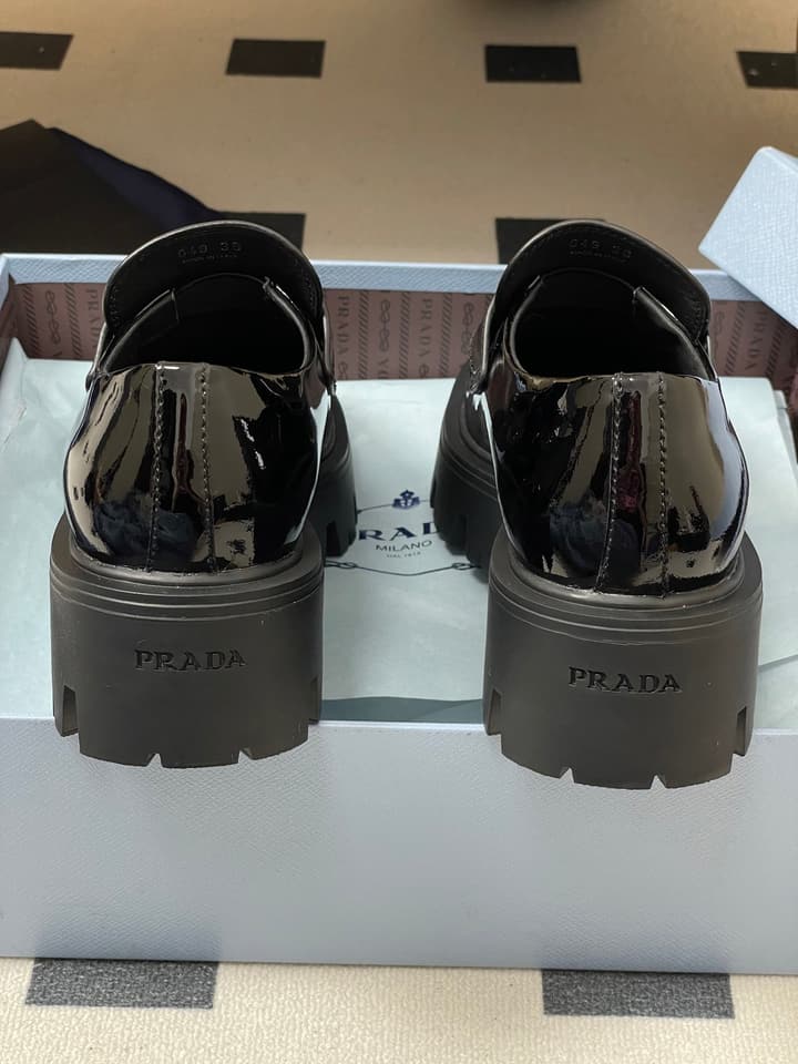 Prada Thick-Soled Platform Loafers – 25FW in Deep Gloss Black