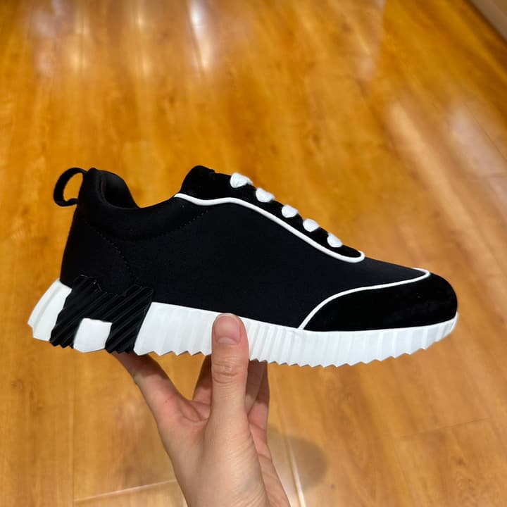 Hermès Bouncing Sneakers in Bright White With Orange H