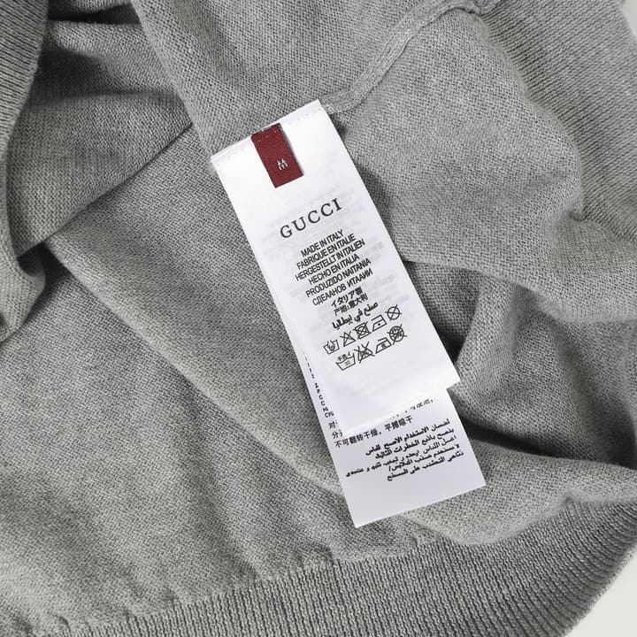 Gucci Colorful Double G Intarsia Knit Sweater in Heather Gray Multi-color Gg Knit
