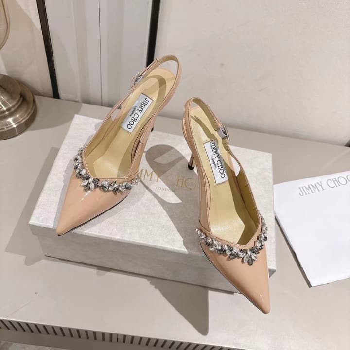 Jimmy Choo Pointed-Toe Crystal-Embellished Heeled Sandals – 2025 Summer in Black