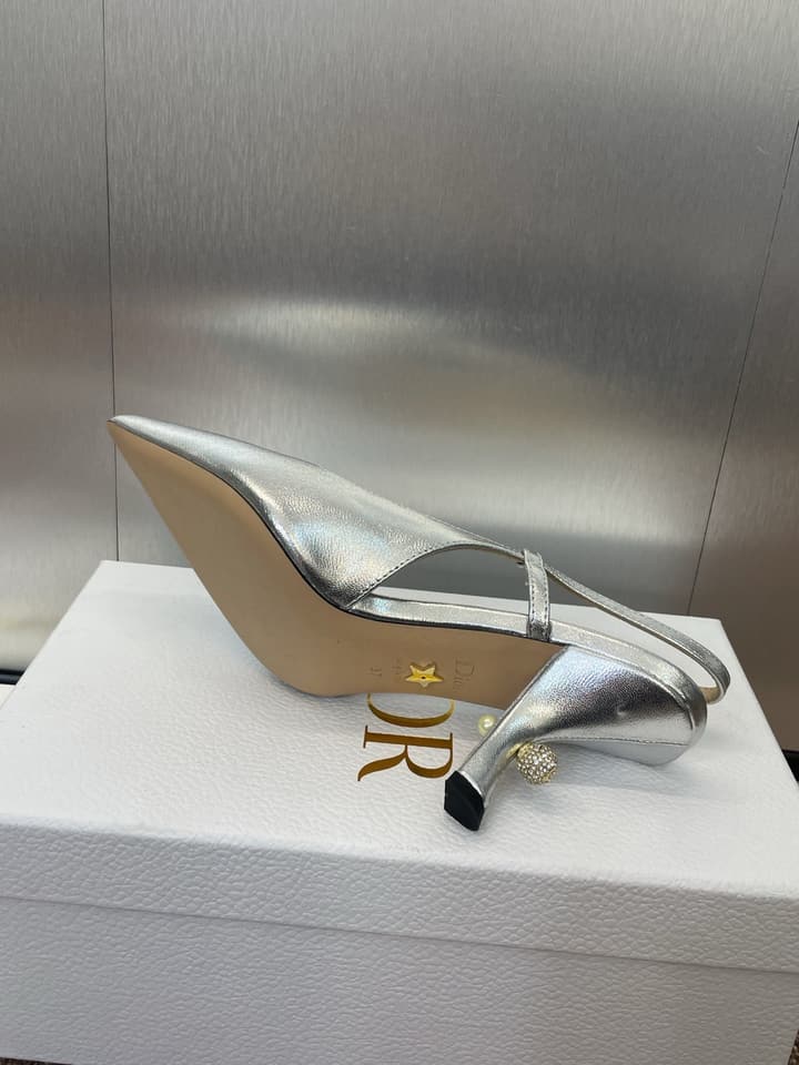 Dior Tribales Pearl Logo Heeled Mules – 2025 Spring/Summer Collection in Gold