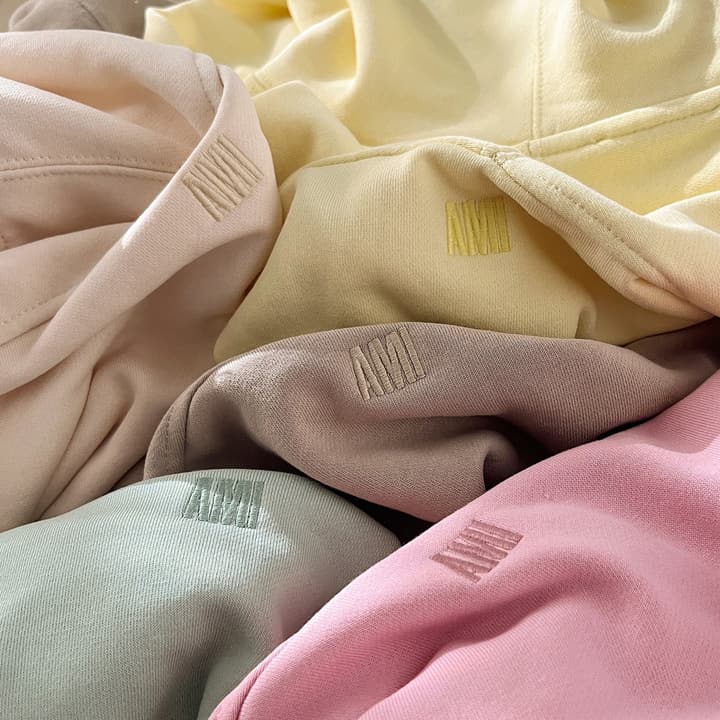 Ami Paris Ami de Coeur Macaron Zip Hoodie in Pastel Pink