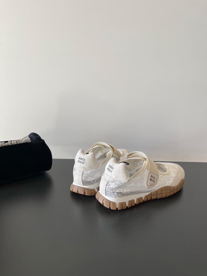 Miu Miu Latest Lace Retro Mary Jane Sneakers in Black