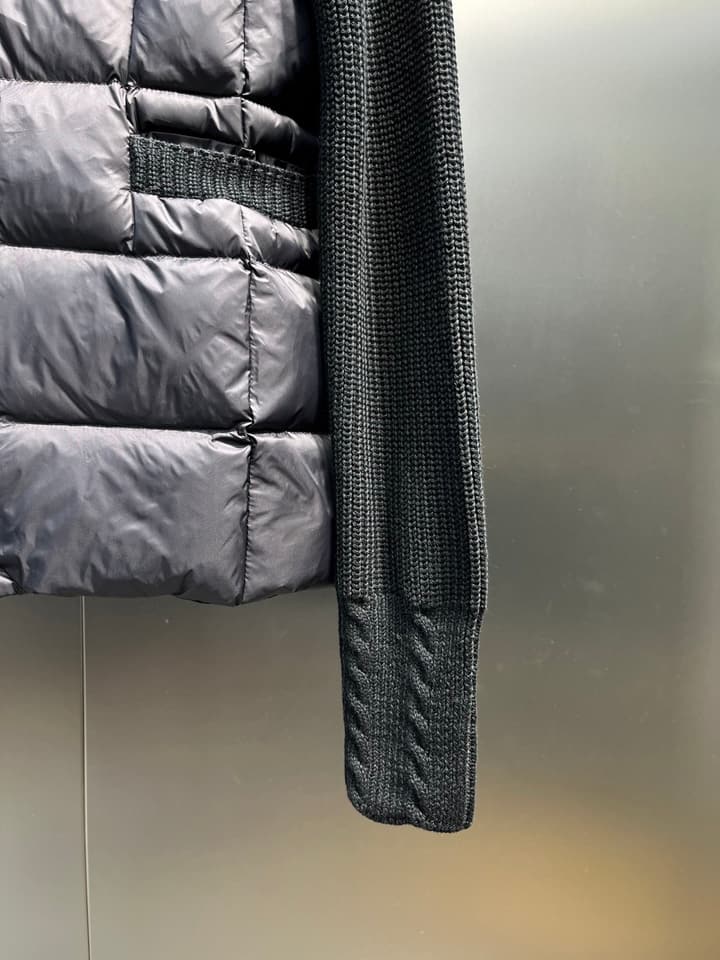 Moncler Lapel Patchwork Wool Down Jacket – 25FW in Black