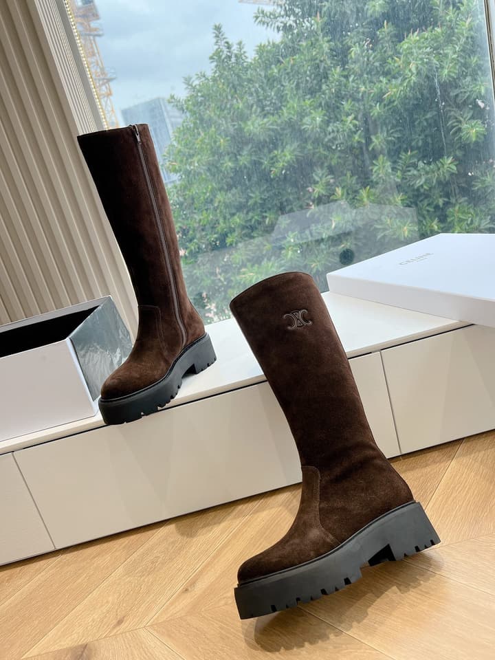 Celine Triomphe Knee-High Boots – 2023 Autumn/Winter Collection in Black