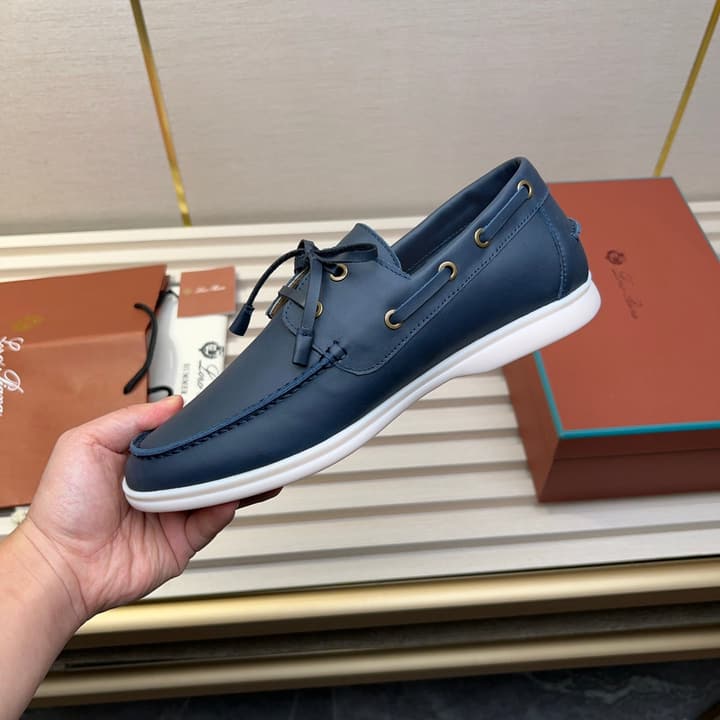 Loro Piana Moccasin Shoes – 2025 Collection in Navy Blue Leather