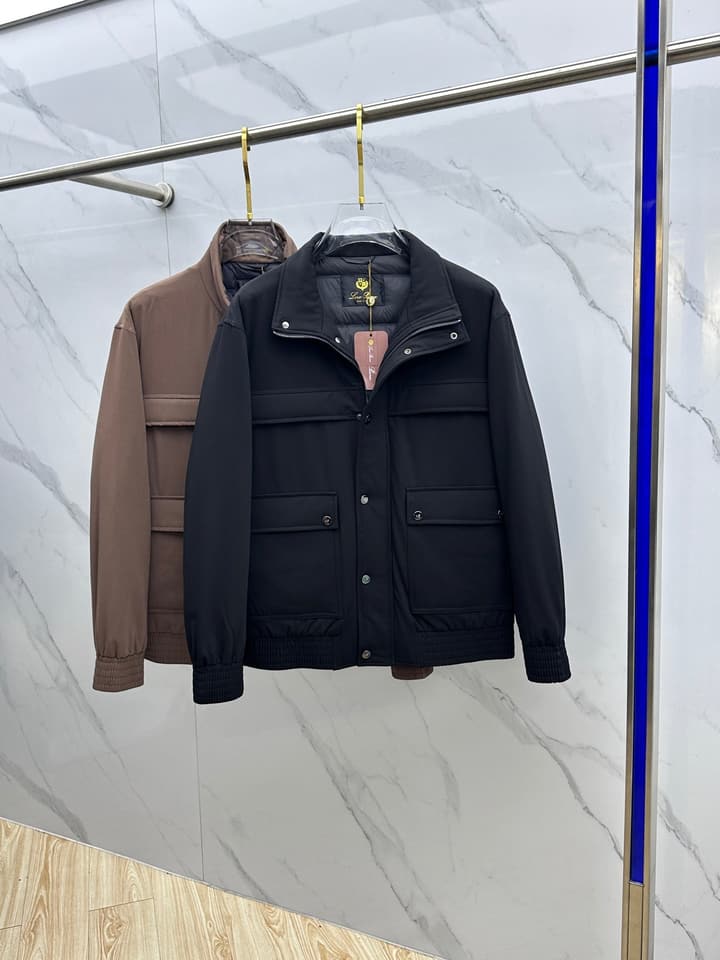 Loro Piana Stand Collar Down Jacket – 2025 Collection in Classic Black
