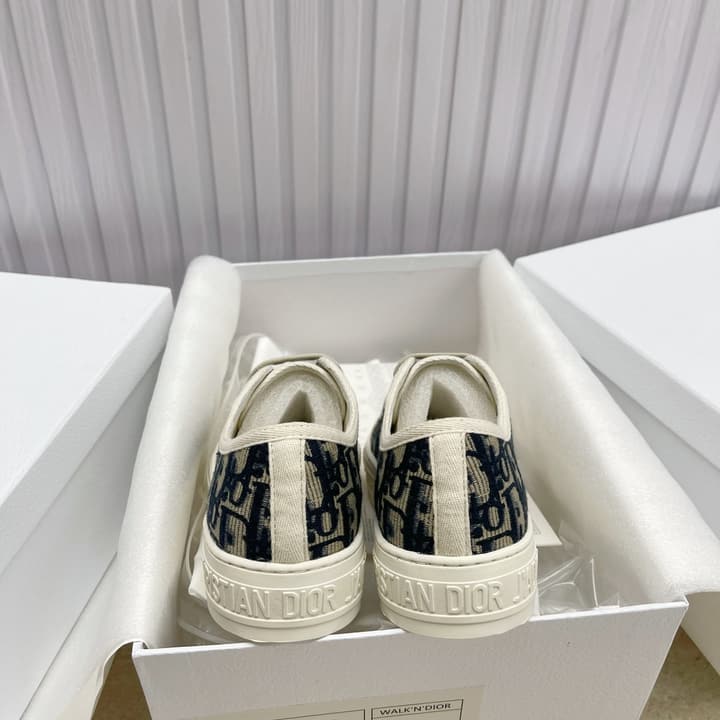 Dior Embroidered Flat Sport Sneakers in Grey Oblique Embroidery
