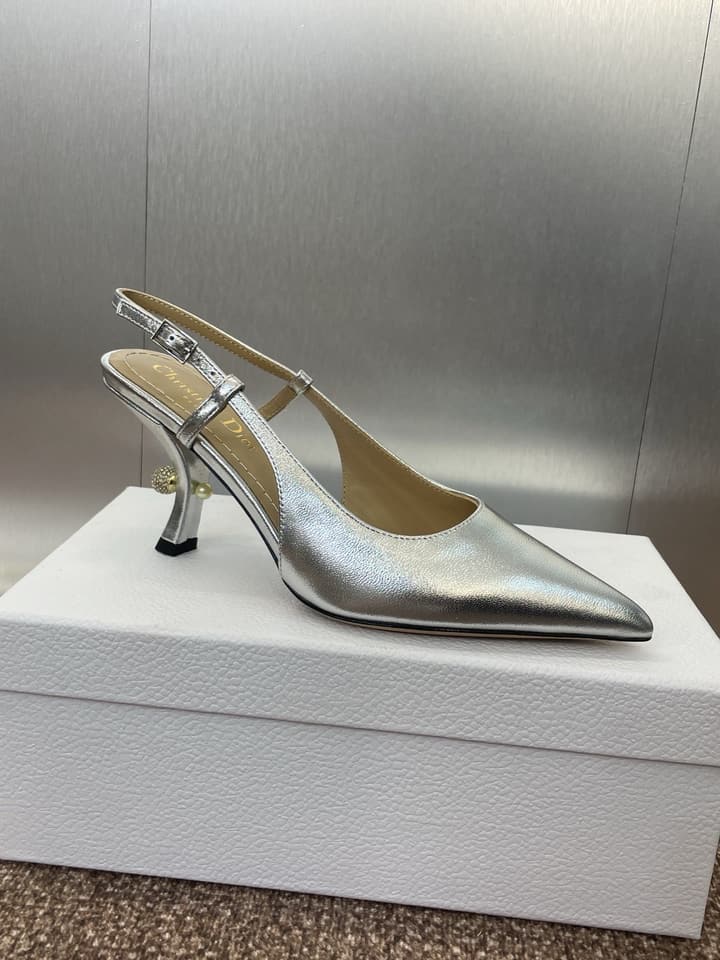 Dior Tribales Pearl Logo Heeled Mules – 2025 Spring/Summer Collection in Gold