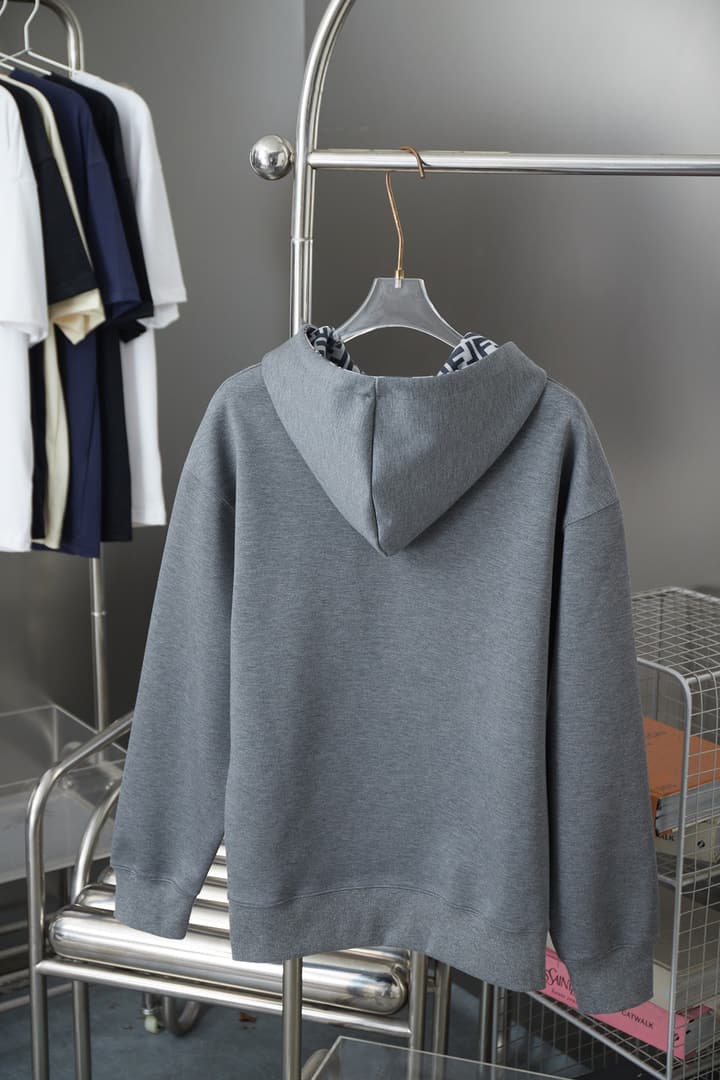 Fendi FF Logo Embroidered Hooded Sweatshirt – 25FW in Grey Hoodie