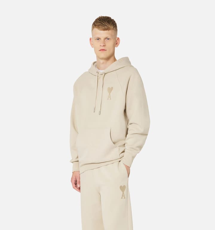 Ami Paris Ami de Coeur Macaron Zip Hoodie in Pastel Pink