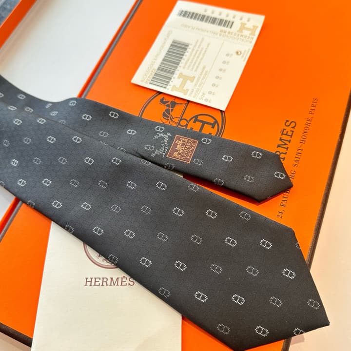 Hermès Men's Winter Anchor Chain Silk Tie – New Collection in Black