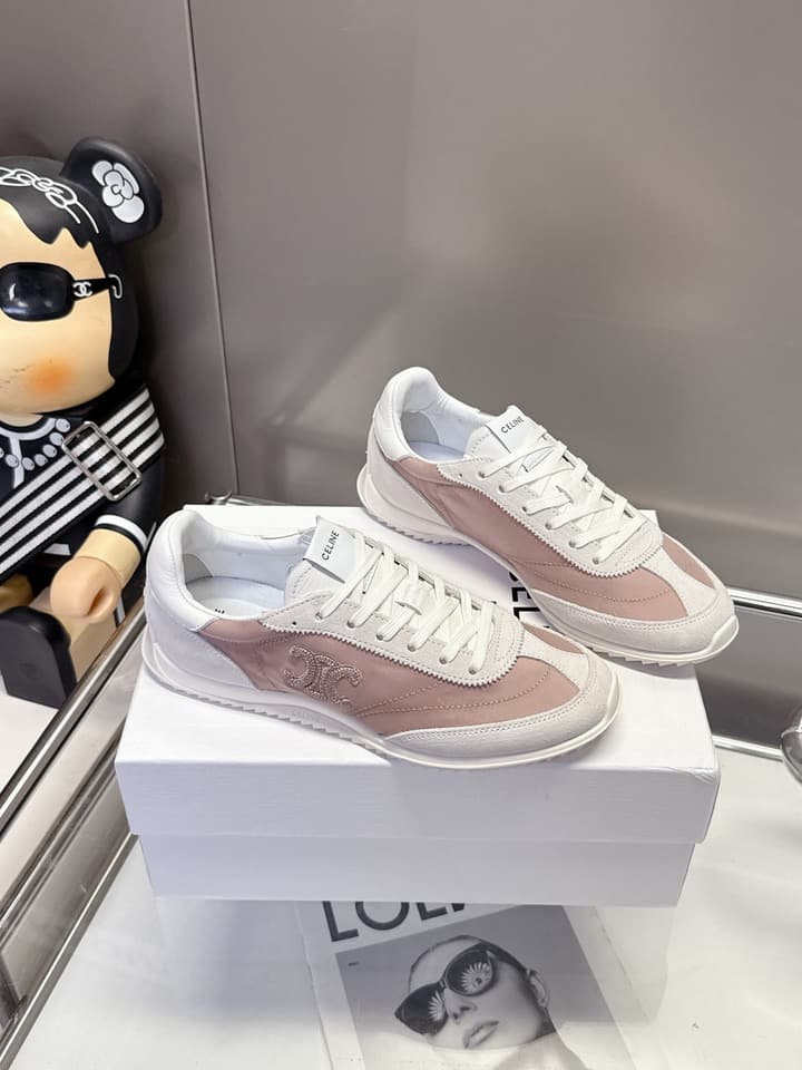 Celine Racer Women's Low-Top Sneakers in Black With White Laces