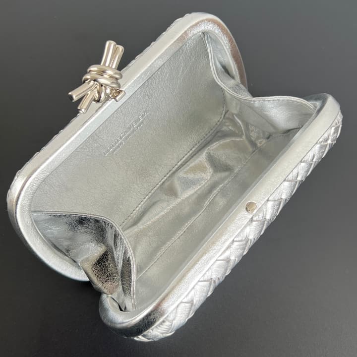 Bottega Veneta Knot Evening Clutch – Christmas Limited Edition in Silver
