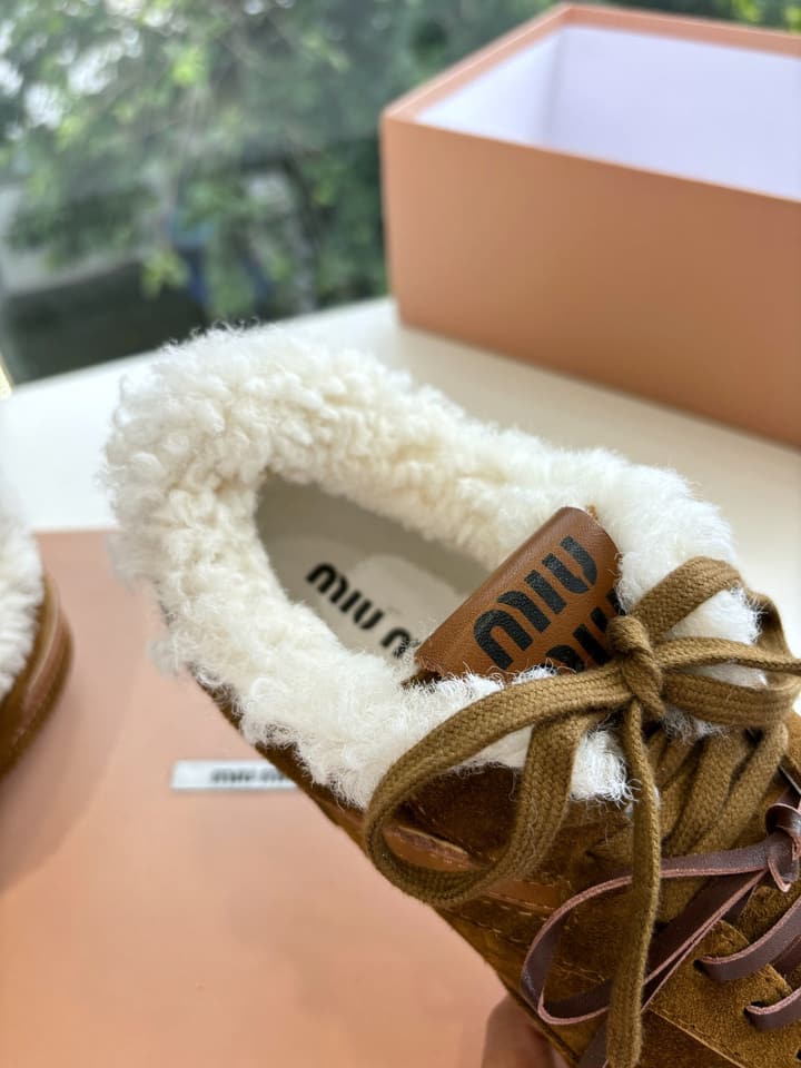 Miu Miu x New Balance 530 Suede Sneakers in Brown Suede With Shearling Lining
