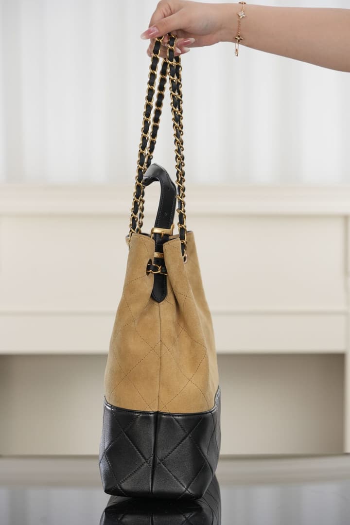 Chanel 25A Suede Apricot Bucket Bag – 25A Collection