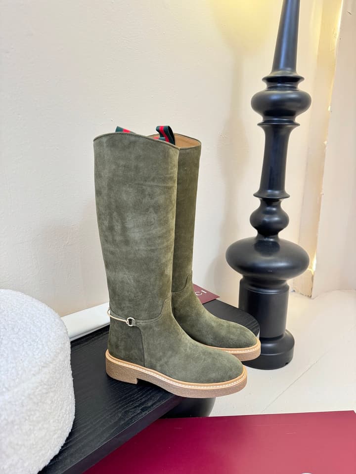 Gucci Runway Velvet Boots in Black Suede