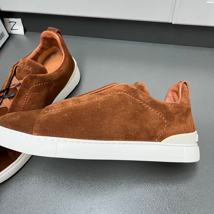 Zegna Triple Stitch Suede Low-Top Sneakers