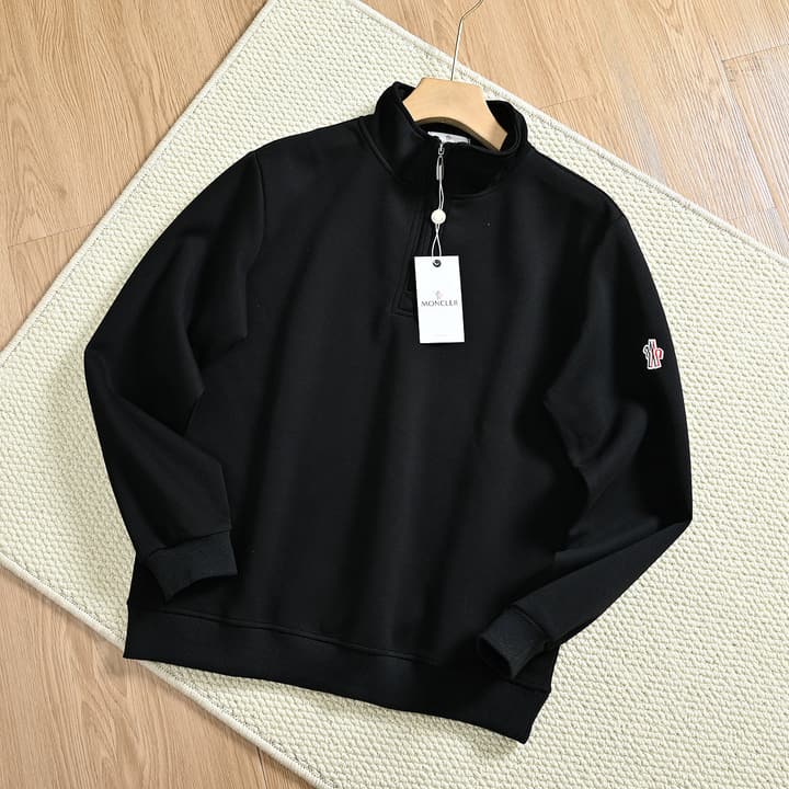 Moncler Men's Half-Zip Stand Collar Sweatshirt – 2025 Spring Collection in Grey