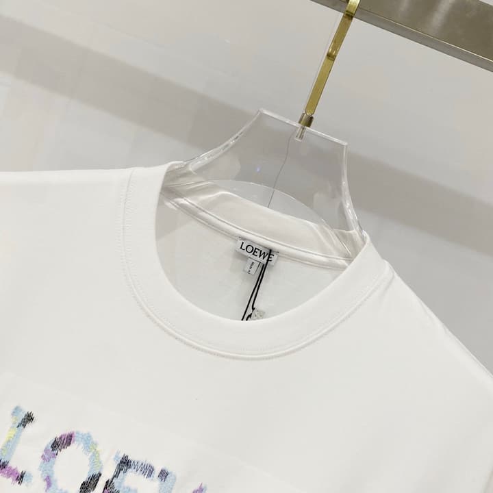 Loewe Rainbow Logo Embroidered Cotton T-Shirt in Classic Black
