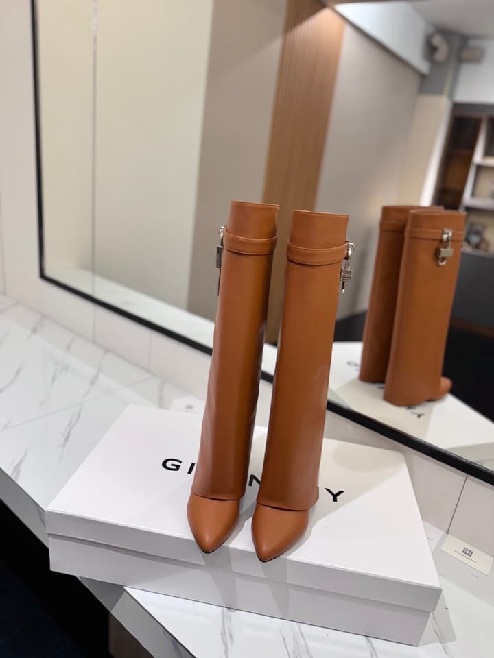 Givenchy Lock Detail Knee-High Boots – 2024 SS in Black Leather