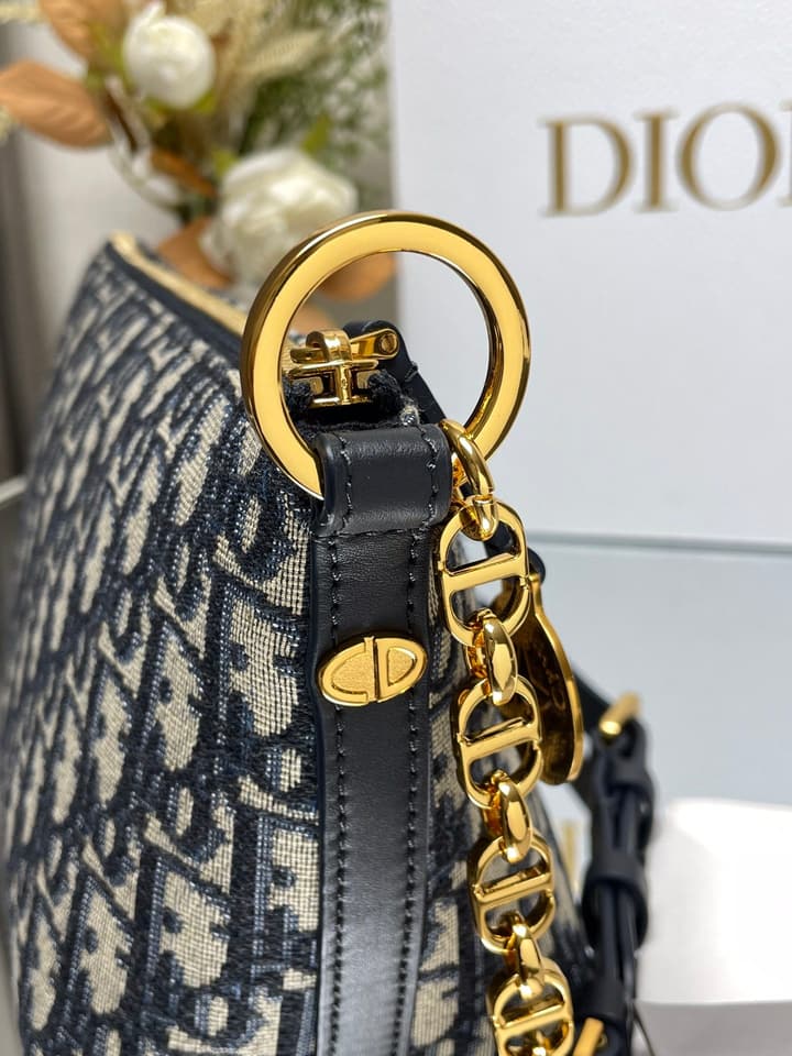 Dior Diorstar Hobo Chain Bag – Spring/Summer Collection – 2024 in Blue Oblique Jacquard Hobo Bag