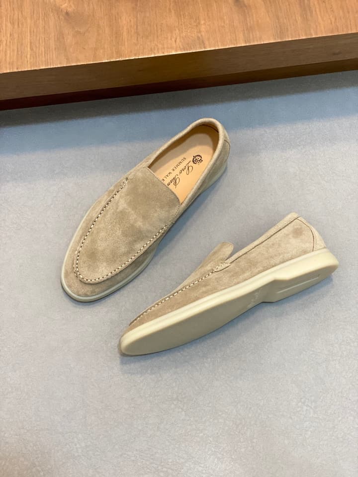 Loro Piana Suede Leather Slip-On Loafers in Black Suede