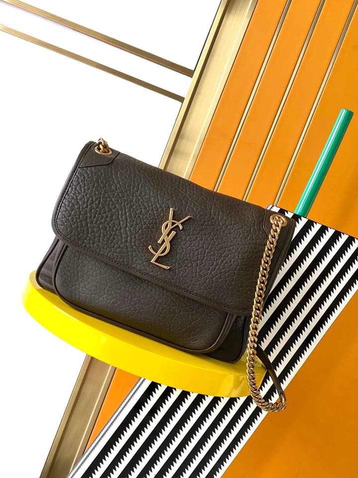 Saint Laurent Niki Medium Flap Bag in Cream Leather